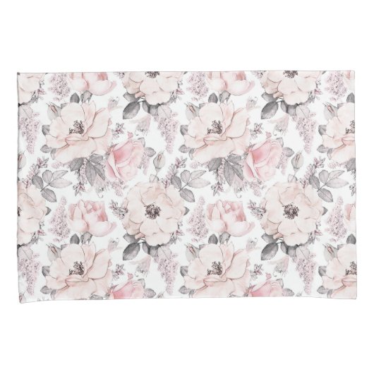 Housse D'oreillers Motif rose et gris classique (devant-Droit)