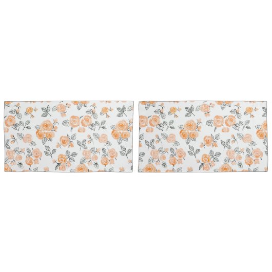 Housse D'oreillers Motif rose Peach (devant-Set)