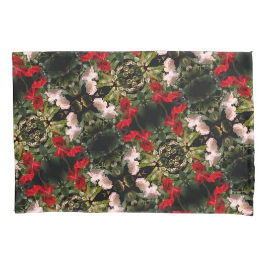 Housse D'oreillers Motif Rose Rouge Et Blanc (devant)