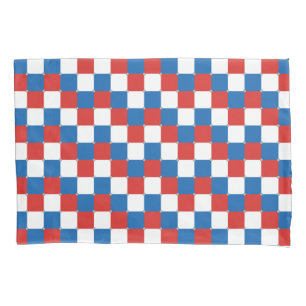 Housse D'oreillers Motif rouge blanc et bleu à damiers