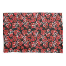 Motif Rouge Et Noir - Geckos Et Feuille