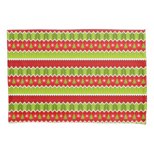 Housse D'oreillers Motif rouge et vert de Noël de Chevron de rayures