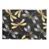 Housse D'oreillers Motif sans couture avec libellules d'or (Dos)