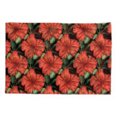 Housse D'oreillers Motif sans couture Fleurs rouges tropicales feuill (Dos-gauche)