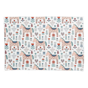 Housse D'oreillers Motif scandinave d'art populaire de cheval