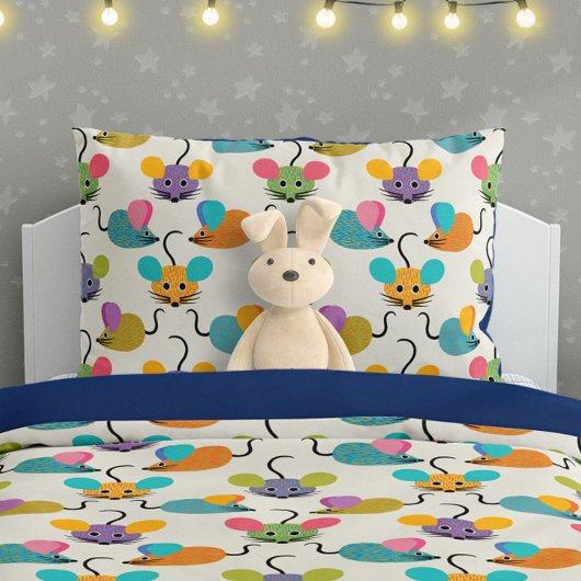 Housse D'oreillers Motif Souris Mignonne sur Crème