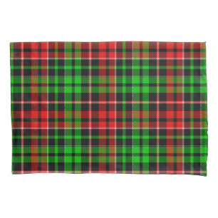 Housse D'oreillers Motif Tartan à Carreaux Noir Rouge Vert 