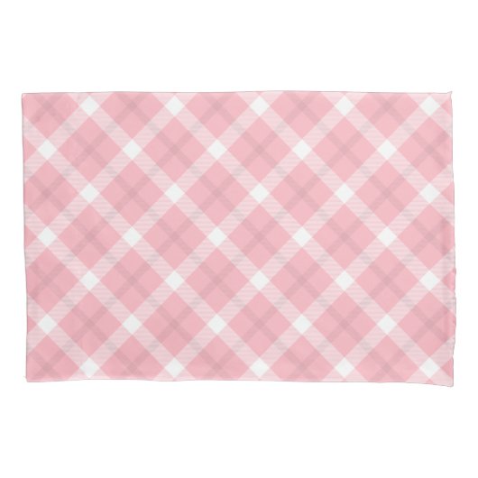 Housse D'oreillers Motif Tartan Rose Et Blanc (devant)