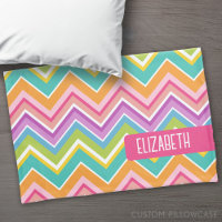 Motif tendance Chevron grand nom bloc rose vert