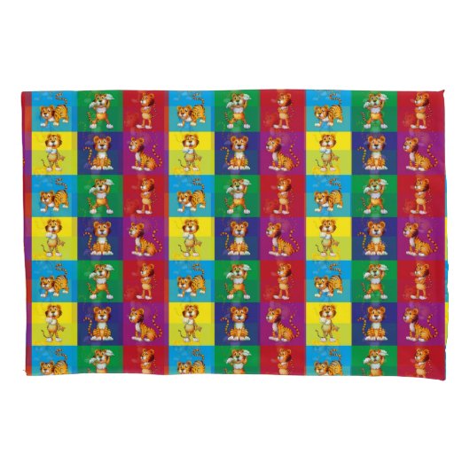 Housse D'oreillers Motif Tigre Mignonne Et Amusant (devant)