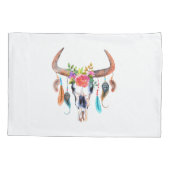 Housse D'oreillers Motif Tribal Beige Et Taureau (Dos)