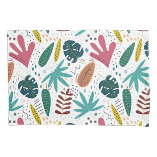 Housse D'oreillers motif tropical avec feuilles colorés