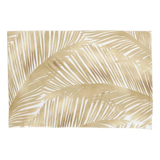 Housse D'oreillers Motif Tropical de feuille d'or moderne (devant-gauche)