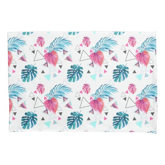 Housse D'oreillers Motif tropical de triangle de feuille (devant-gauche)