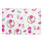Housse D'oreillers Motif tropical, Flamants roses, pastèques, Fleurs (Dos)