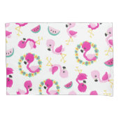 Housse D'oreillers Motif tropical, Flamants roses, pastèques, Fleurs (devant)