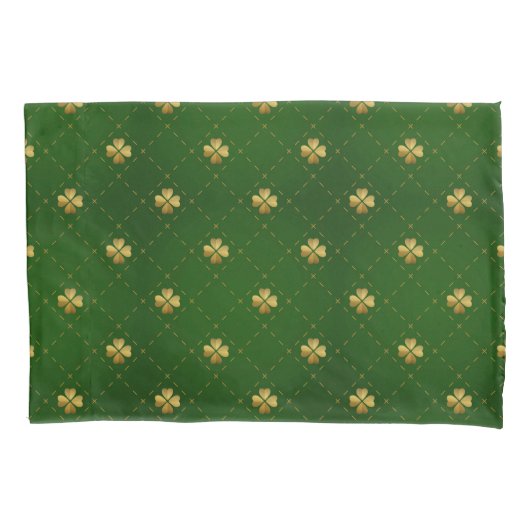 Housse D'oreillers Motif vert d'or de trèfle (devant-gauche)
