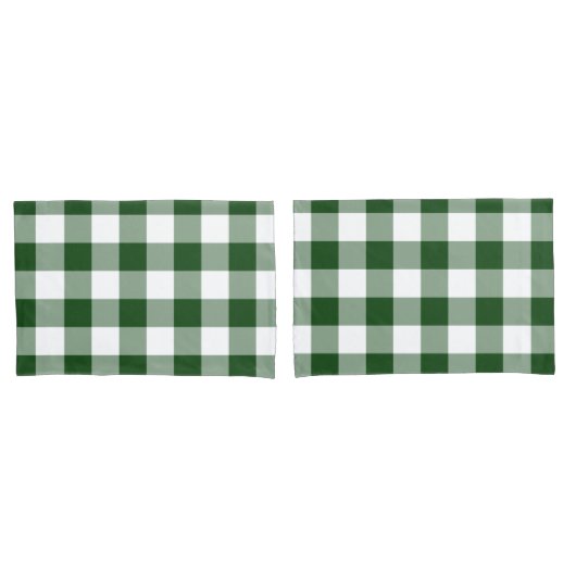 Housse D'oreillers Motif vert et blanc de guingan (devant-Set)