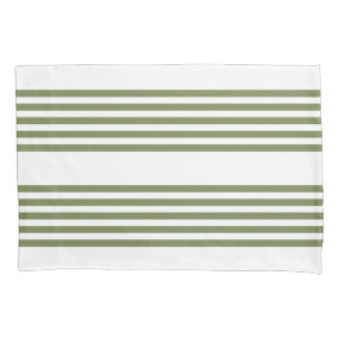 Housse D'oreillers Motif vert olive et blanc cinq bandes