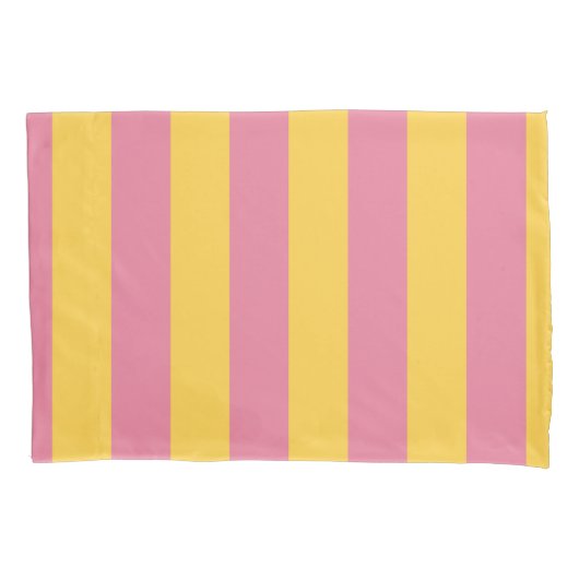 Housse D'oreillers Motif vertical vibrant rose et jaune (devant)