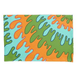 Housse D'oreillers Motif Y2K Rayure Goutte Liquide Orange Vert Tripan