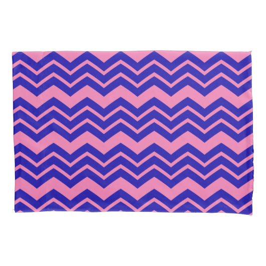 Housse D'oreillers Motif Zigzag Chevron Rose Bleu (devant)