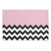 Housse D'oreillers Motif Zigzag noir et blanc, Chevron, rose (devant)