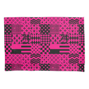 Housse D'oreillers Motifs mélangés rose noir
