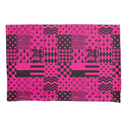 Housse D'oreillers Motifs mélangés rose noir (devant)