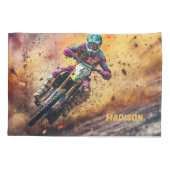 Housse D'oreillers Motocross de nom personnalisé (Dos)