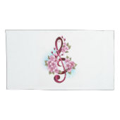 Housse D'oreillers Musical treble clef notes with sakura flowers (Dos-Droit)