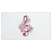 Housse D'oreillers Musical treble clef notes with sakura flowers (devant-Droit)