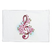 Housse D'oreillers Musical treble clef notes with sakura flowers (Dos)