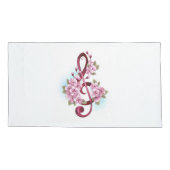 Housse D'oreillers Musical treble clef notes with sakura flowers (Dos)