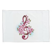 Housse D'oreillers Musical treble clef notes with sakura flowers (Dos-Droit)