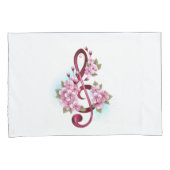 Housse D'oreillers Musical treble clef notes with sakura flowers (devant-Droit)