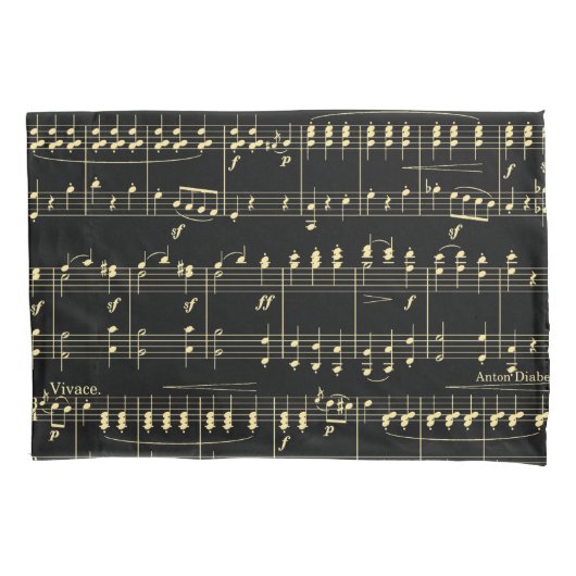 Housse D'oreillers Musique d'or en noir (devant)