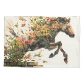 Housse D'oreillers Nature Botanique Cheval Floral Jumping (Dos)