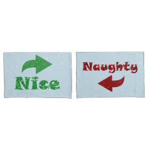 Housse D'oreillers Naughty ou Nice Funny Bleu Noël