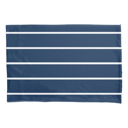 Housse D'oreillers Navy Dark Blue Stripes Pillowcase (devant)