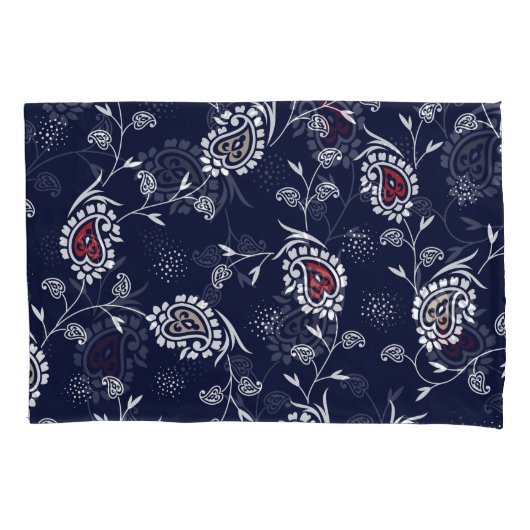 Housse D'oreillers Navy Paisley : Design Motif élégant. (devant)