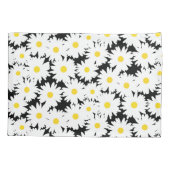 Housse D'oreillers Négative Space Daisies blanc jaune sur noir (Dos)