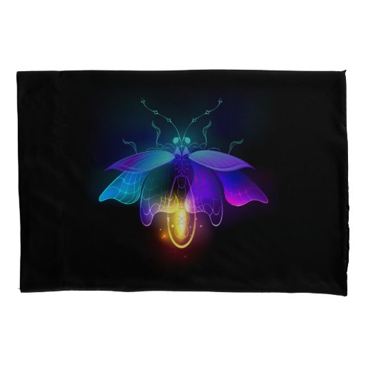 Housse D'oreillers Neon Firefly sur noir (devant)