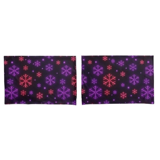 Housse D'oreillers Neon Snowflakes (devant-Set)