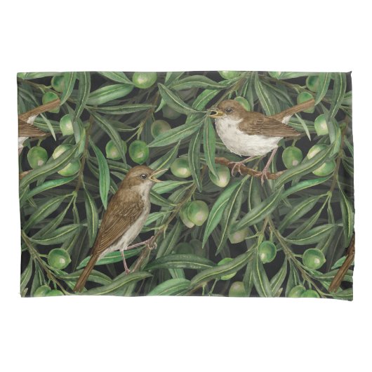 Housse D'oreillers Nightingales dans l'olivier 3 (devant-gauche)