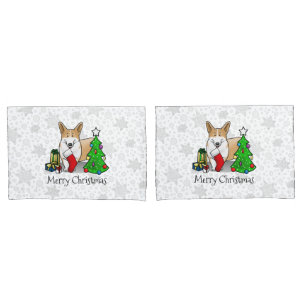Housse D'oreillers Noël 2 Pembroke Welsh Corgi (rouge 1) Tree Cute
