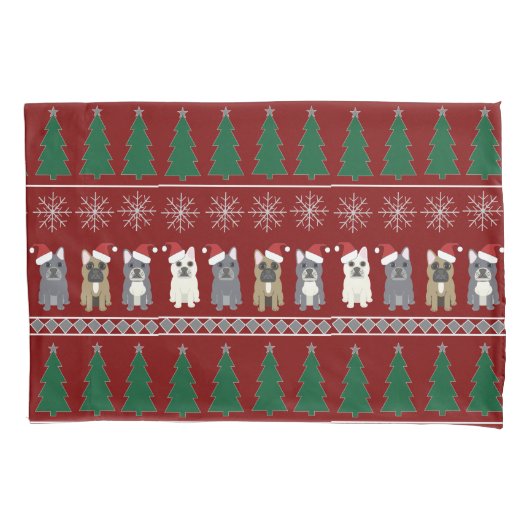 Housse D'oreillers Noël Bouledogue Français (devant)