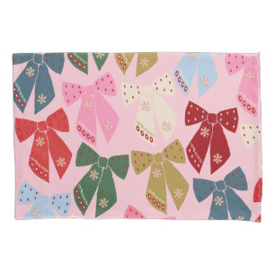 Housse D'oreillers Noël Bows Coquette rose