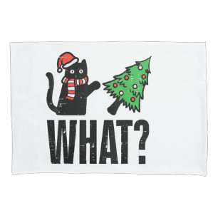 Housse D'oreillers Noël Chat Tipping Xmas Tree Drôle