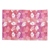 Housse D'oreillers Noël d'hiver Mittens Motif en rose (Dos)